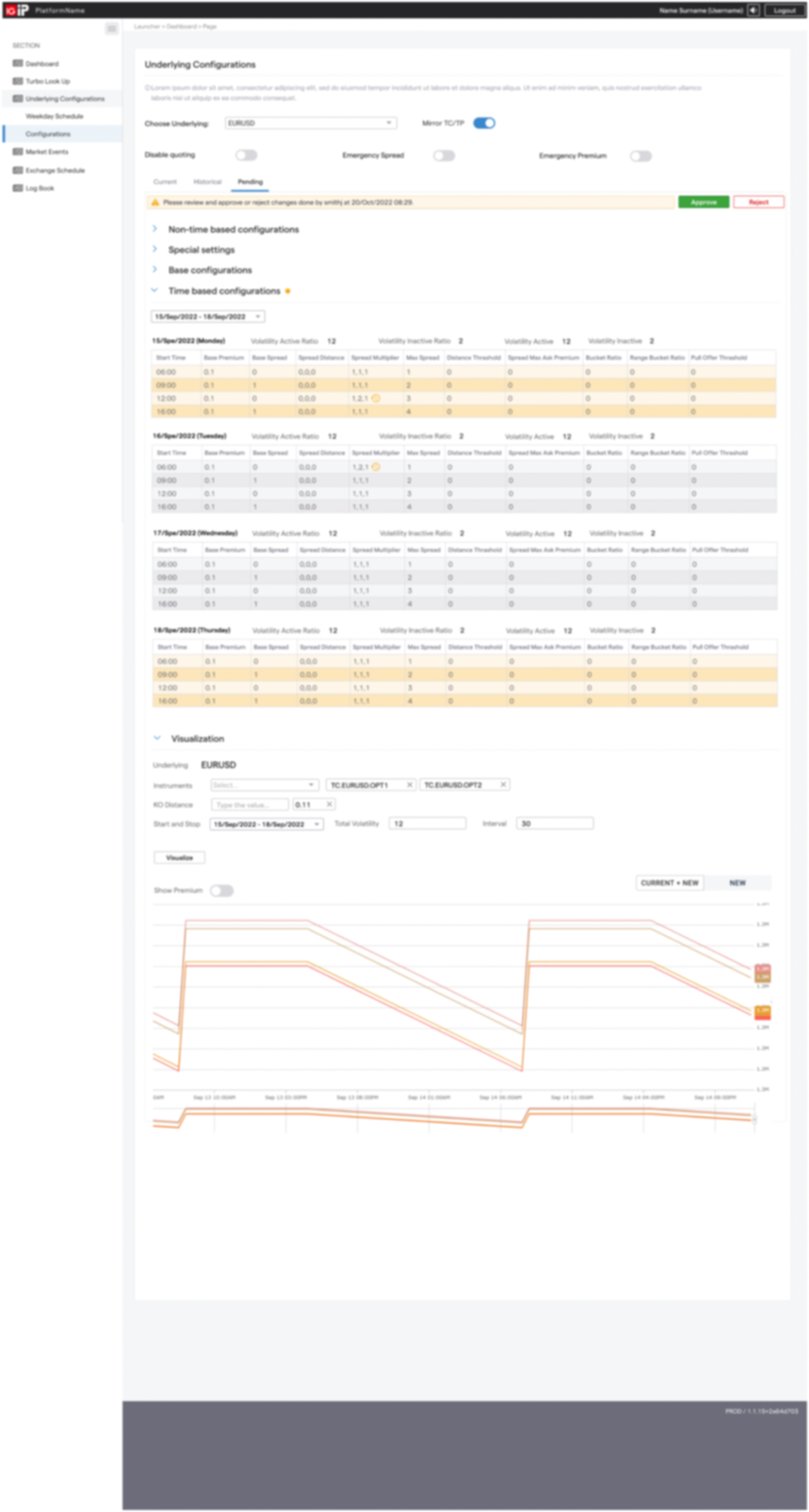 Pending state workflow showing configuration changes awaiting approval