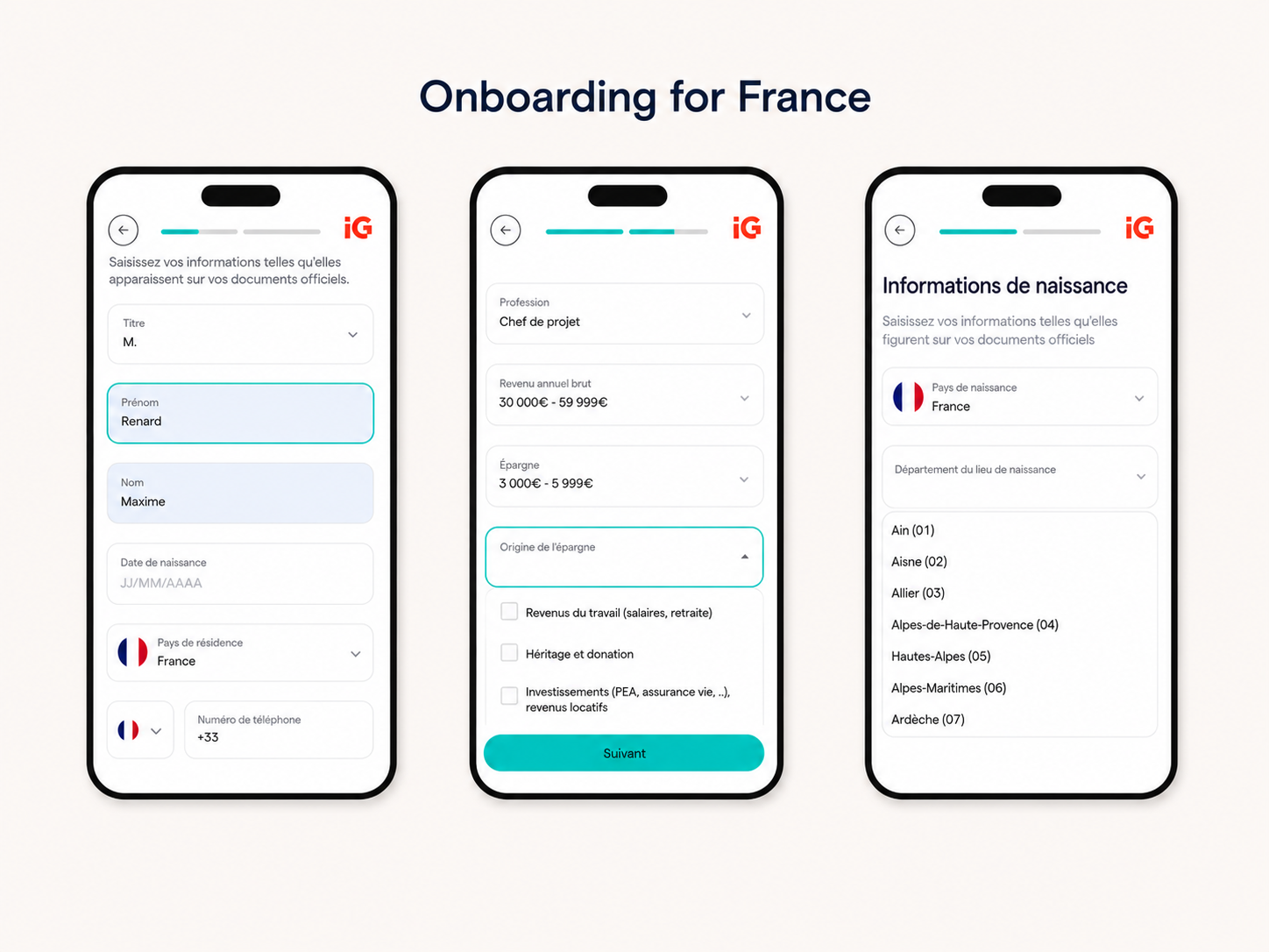 French market onboarding flow