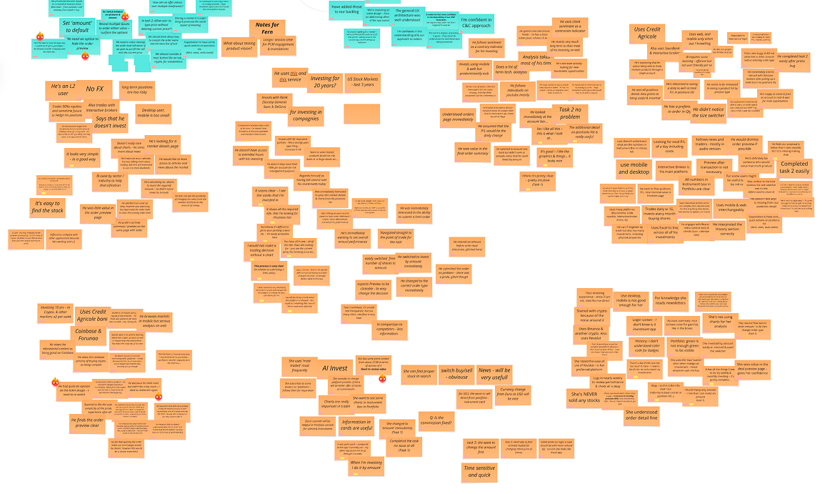 User research sessions and interview documentation