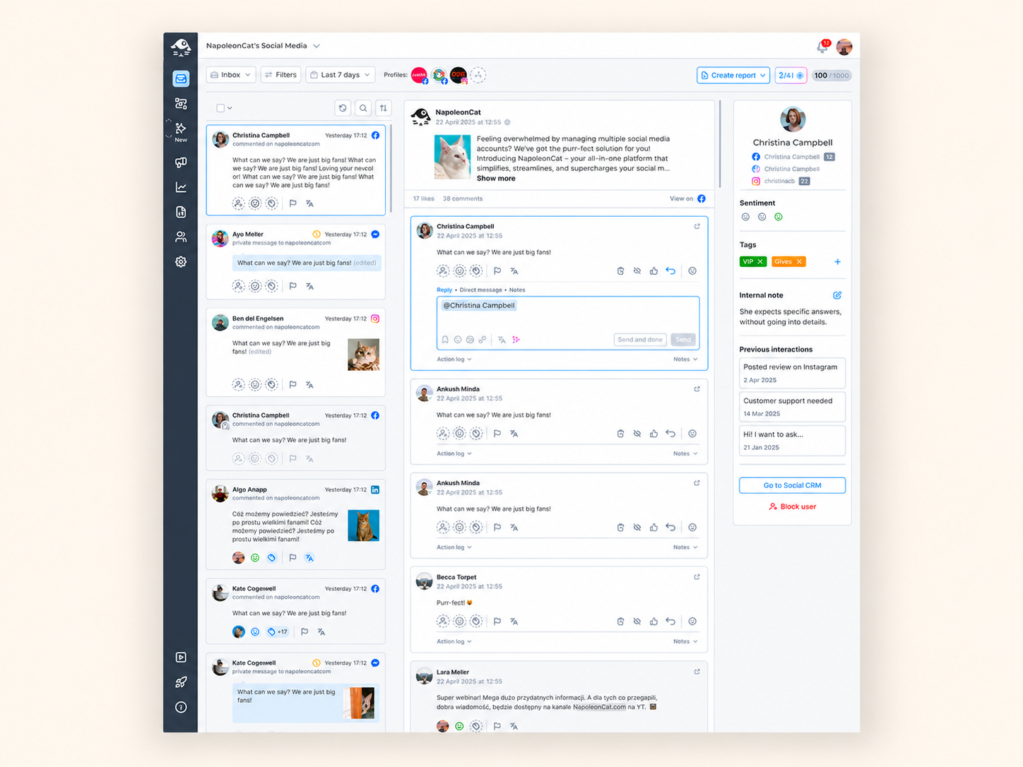 Redesigned Inbox interface with conversation context
